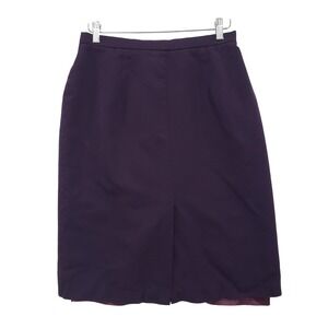 Vintage 80s  Womens Purple Pure Wool A Line Midi Skirt Size 14 Dark Academia